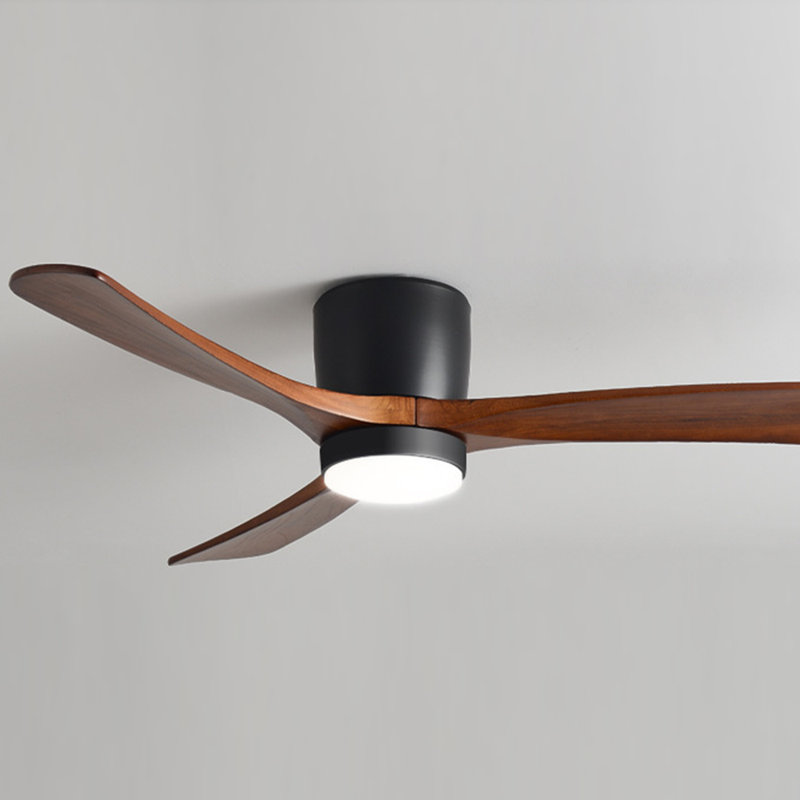 Ventilateurs de plafond avec lumières à intensité variable et télécommande, Noir mat, 48,03 po de largeur, Bois brun