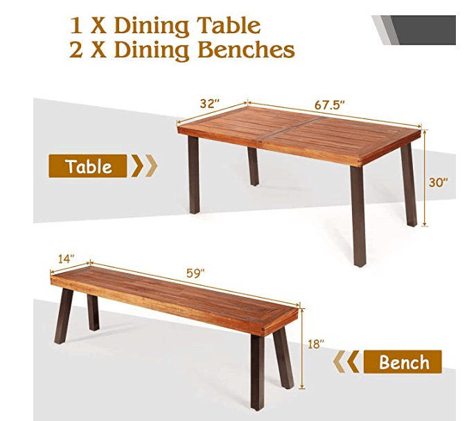 Jeter 4 - Person Acacia Patio Dining Set with Rectangular Table