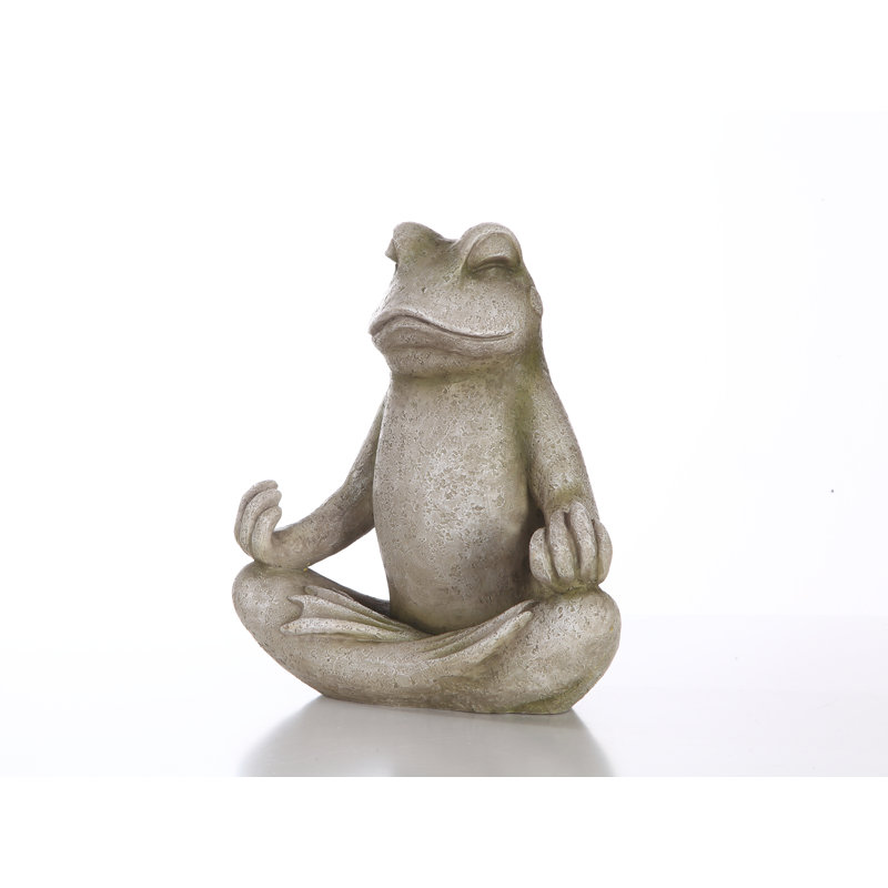 Zen Frog Polyresin Garden Statue in Lotus Position
