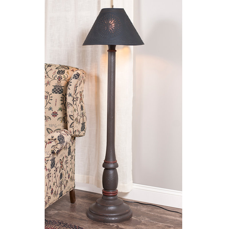 Lampe sur pied traditionnelle 59 po Haslam, Noir, Noir texturé