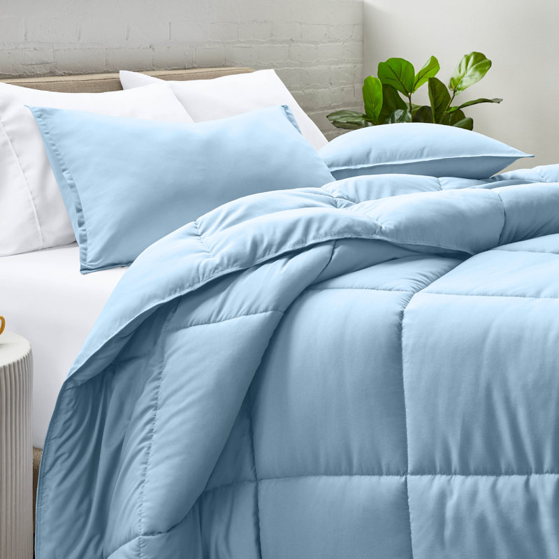 Ultra-Soft All Season Comforter Set, Light Blue, Twin Comforter + 1 Standard Sham