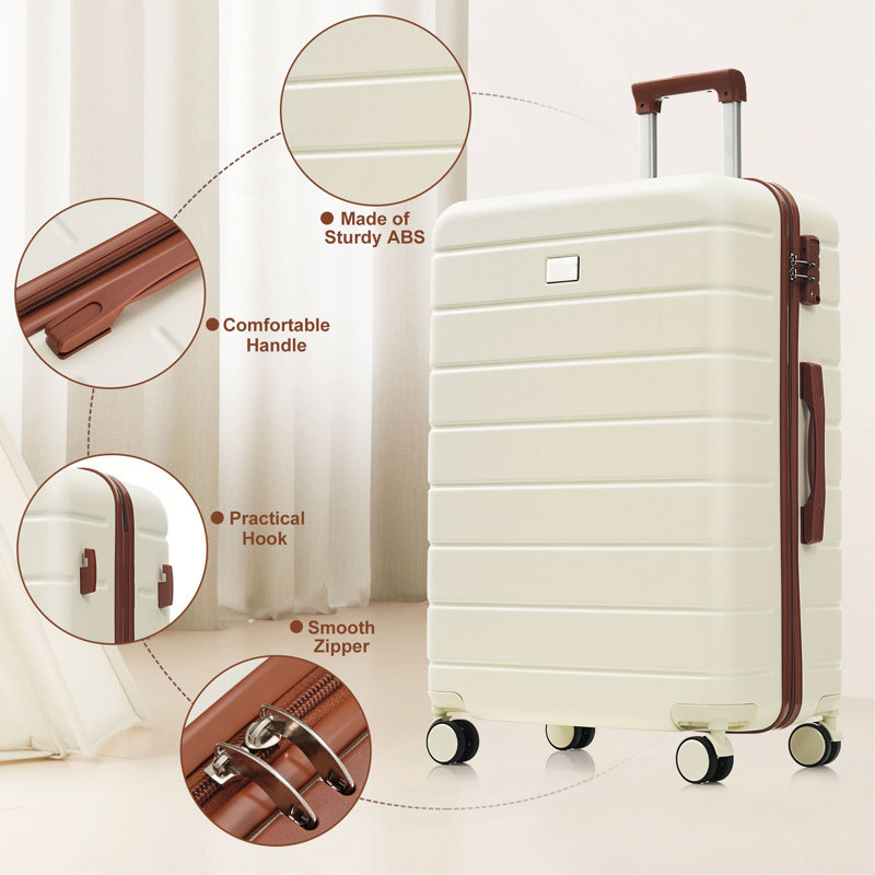 Ensemble de valises rigides 4 pièces avec serrure TSA, valises à roulettes 16/20/24/28 pouces