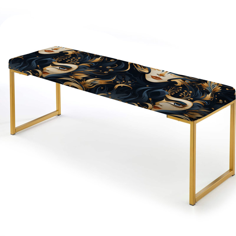 Banc tapissier doré à motif cachemire Venice