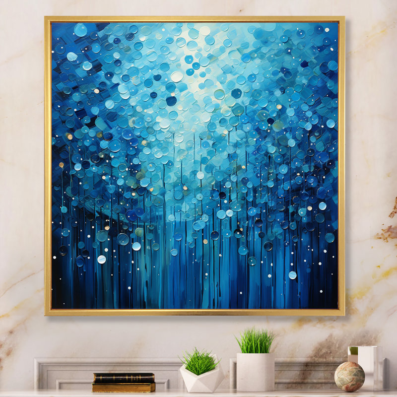 Azure Symphony III - Abstract Landscape Canvas Prints, H 24 po x l 24 po x P 1 po, Cadre flottant doré