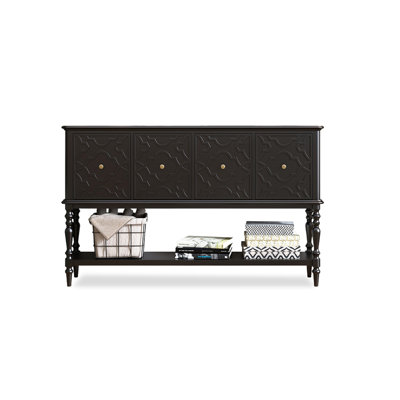 Black Solid Wood Rectangular Console Table