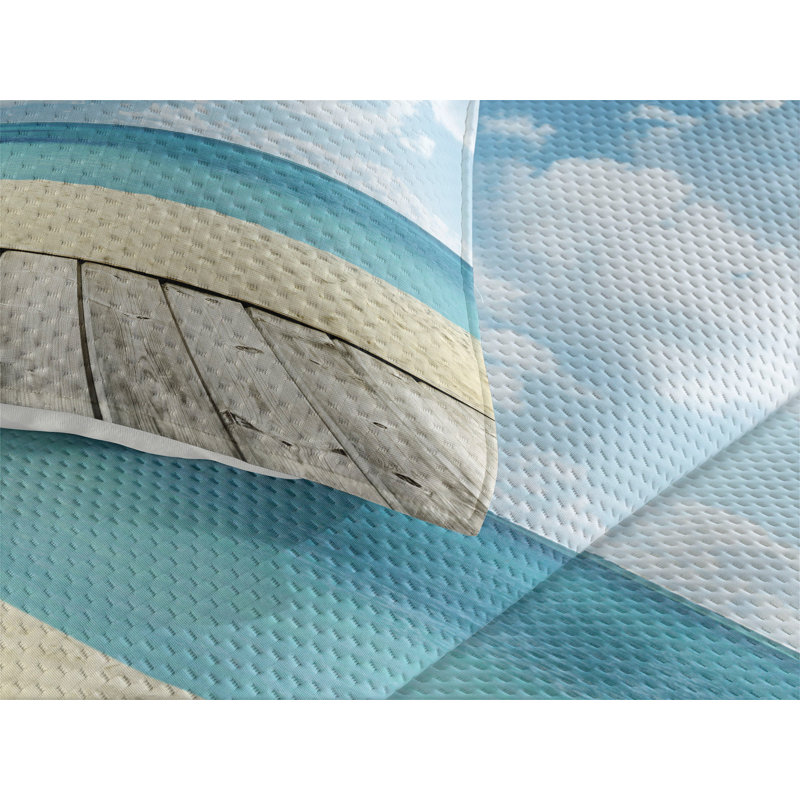 Landscape Coastal Coverlet, King Bedspread + 2 Shams