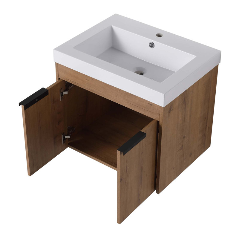Meuble-lavabo 24 po avec comptoir, lavabo en résine, portes à fermeture douce