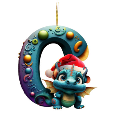 Christmas Decorations 26 Letter Dinosaur Baby Christmas Pendant Acrylic Flat Christmas Tree Home Decoration Pendant