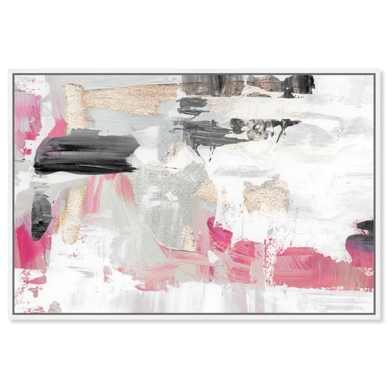 Neon Rose Dream - cadre flottant, reproduction d'art, Cadre blanc, H 24 po x l 36 po