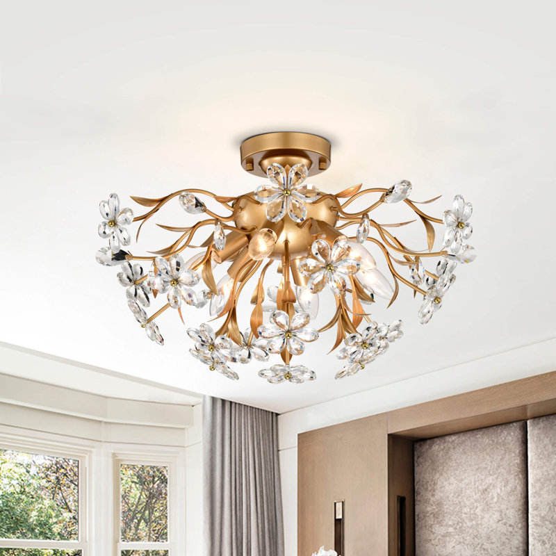 Plafonnier encastré en cristal 6 lumières Silvia