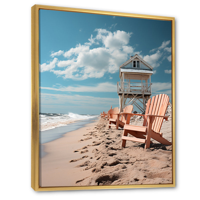 Plage, bord de mer, nostalgie noire IV sur toile, H 20 po x l 12 po x P 1 po, Cadre flottant doré