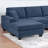 3Pc Sectional Set Dark Blue Finish Right Arm And Left Arm Chaise USB Port Armless Loveseat Plastic Legs Matching Two Pillows Primary Living Room