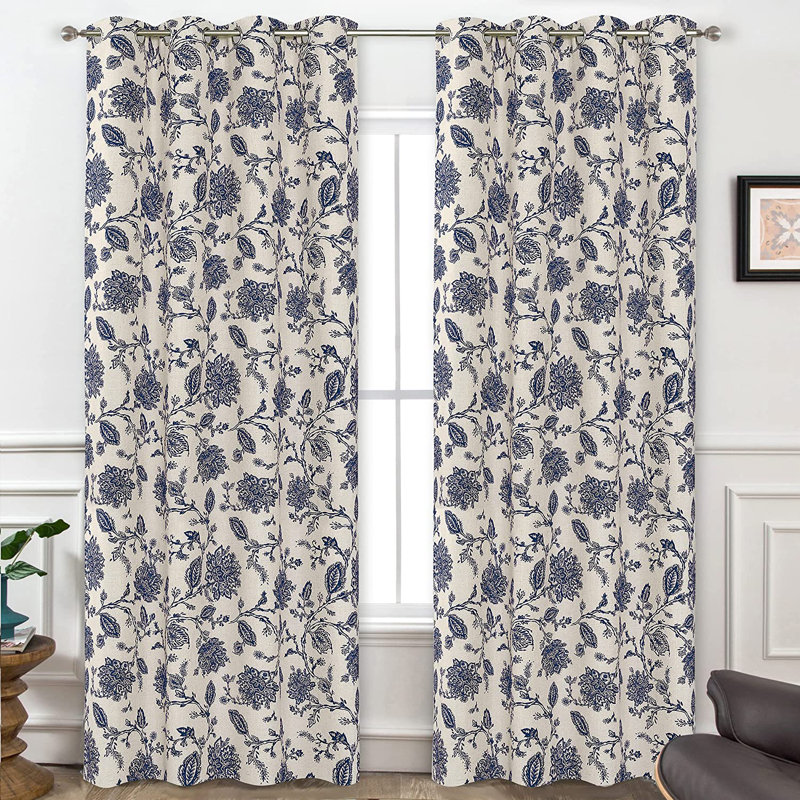 Zawacki Linen Blend Blackout Sliding Panel Pair, 52" W x 84" L, Blue Beige