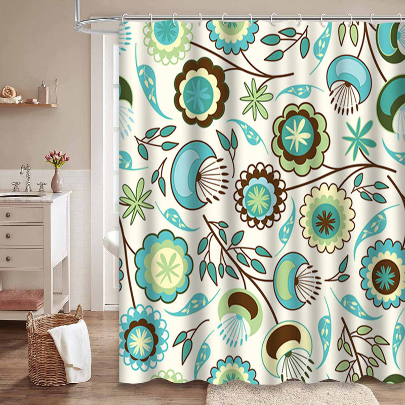 Rideau de douche avec 12 crochets, L 72 po x l 84 po