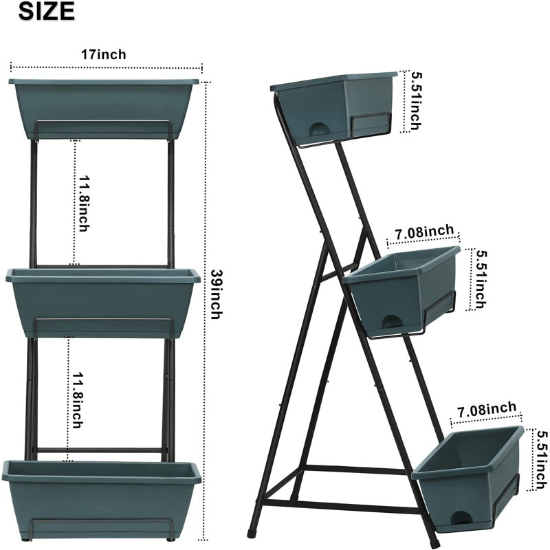 Jardin vertical en plastique Nathanim, H 39 po x l 17 po x P 16,1 po, Vert
