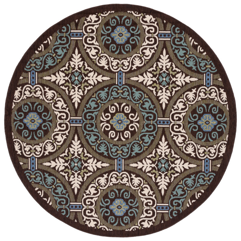 Coucou Performance Geometric Indoor/Outdoor Area Rug, Round 6'7"