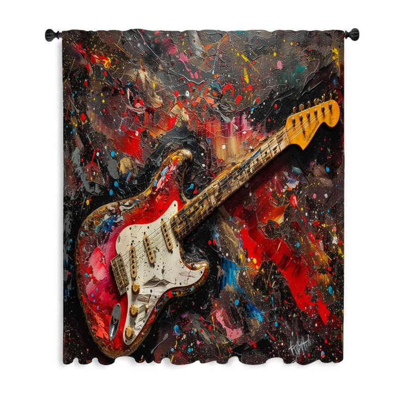 Rideaux de fenêtre de guitare, rideaux occultant et rideaux de guitare - 1 panneau, L 50 po x L 96 po