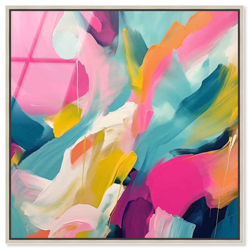 Reproduction d'art moderne en verre acrylique encadré Prismatic Flow, H 21 po x l 21 po, Argent