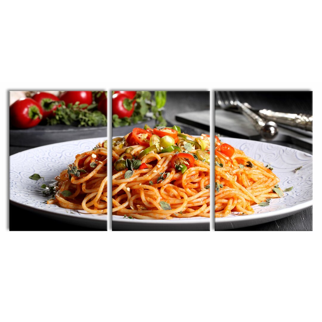 3-tlg. Leinwandbilder-Set Leckere Spaghetti Italia