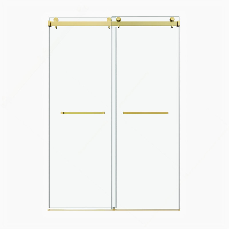Porte de douche coulissante double sans cadre 54 x 76 po, porte de douche double, verre trempé de 3/8 po (10 mm), acier inoxydable