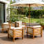 Ensemble de chaises de patio 4 pièces en bois d'acacia avec accoudoirs et coussins en corde-122200274
