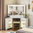 Panzarella Corner Makeup Vanity Set with Tri-Fold Lighted Mirror and Charging Station-1587679806