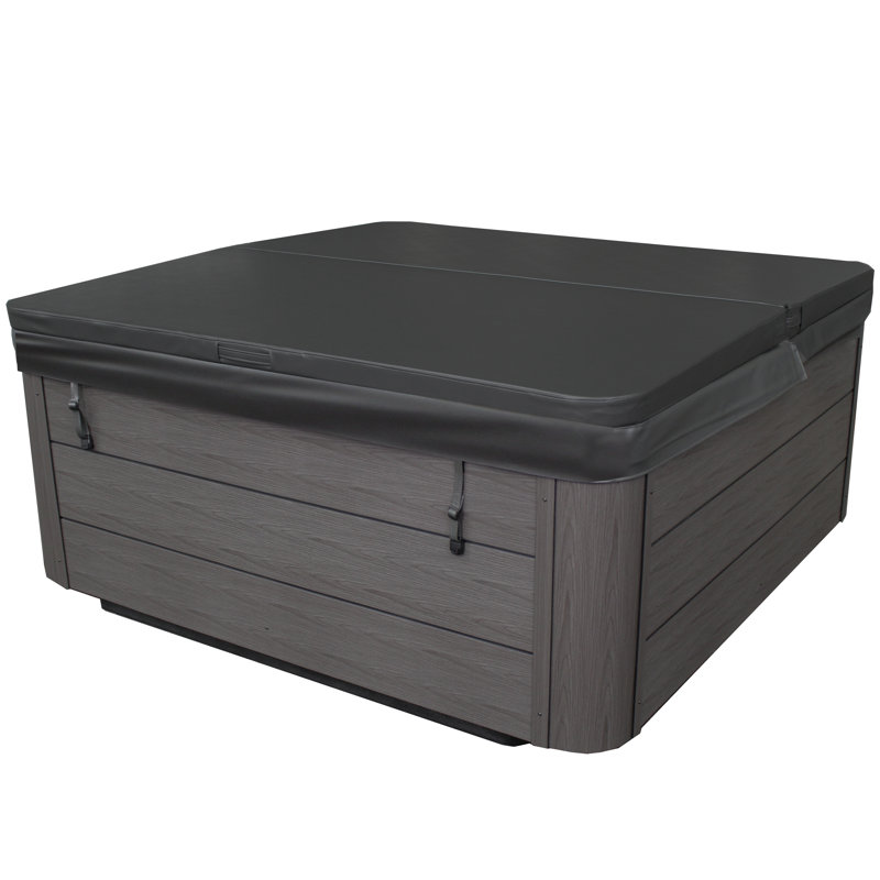 4-Person Grey and White Polyethylene Rectangle Hot Tub with 36 Jets