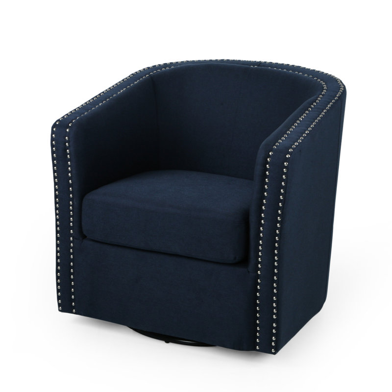 Fauteuil club pivotant bleu tendance - hauteur de bras de 25,60 po, conception élégante, housse 100% lin