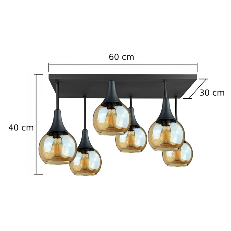 Asa Glass Semi Flush Mount, Black, Honey