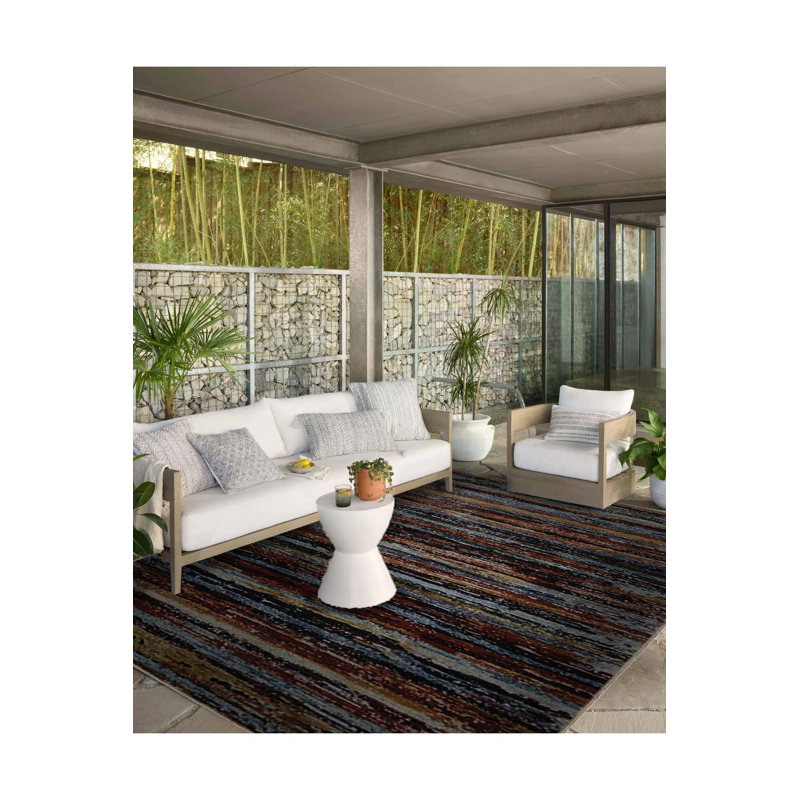 Multi Color Wicker Design Striped Pattern Modern Decorative Machine Washable Area Rug, Rectangle 3'3" x 4'11"