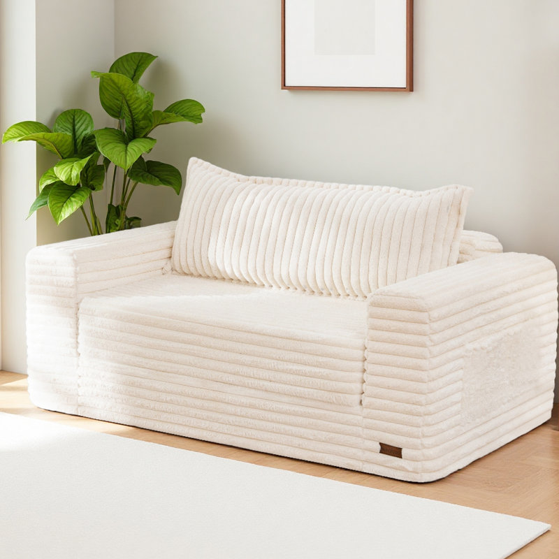 Canapé Bean Bag, Velours côtelé beige