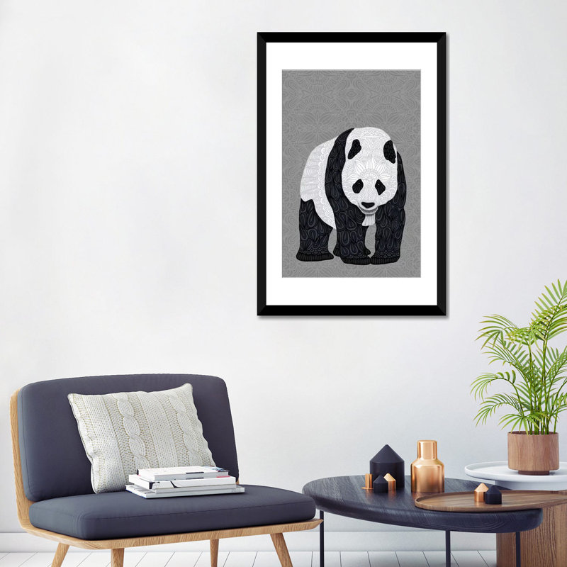« papa panda », impression sur toile tendue, Toile avec cadre noir, H 32 po x l 24 po x P 1 po, Blanc