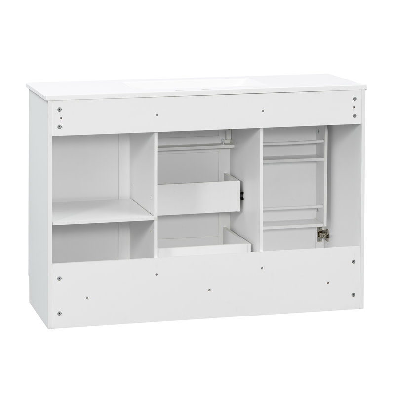 Vanities(Must include both Vanity Cabinet and Sink), 47.8 Inch White MDF Modern Bathroom