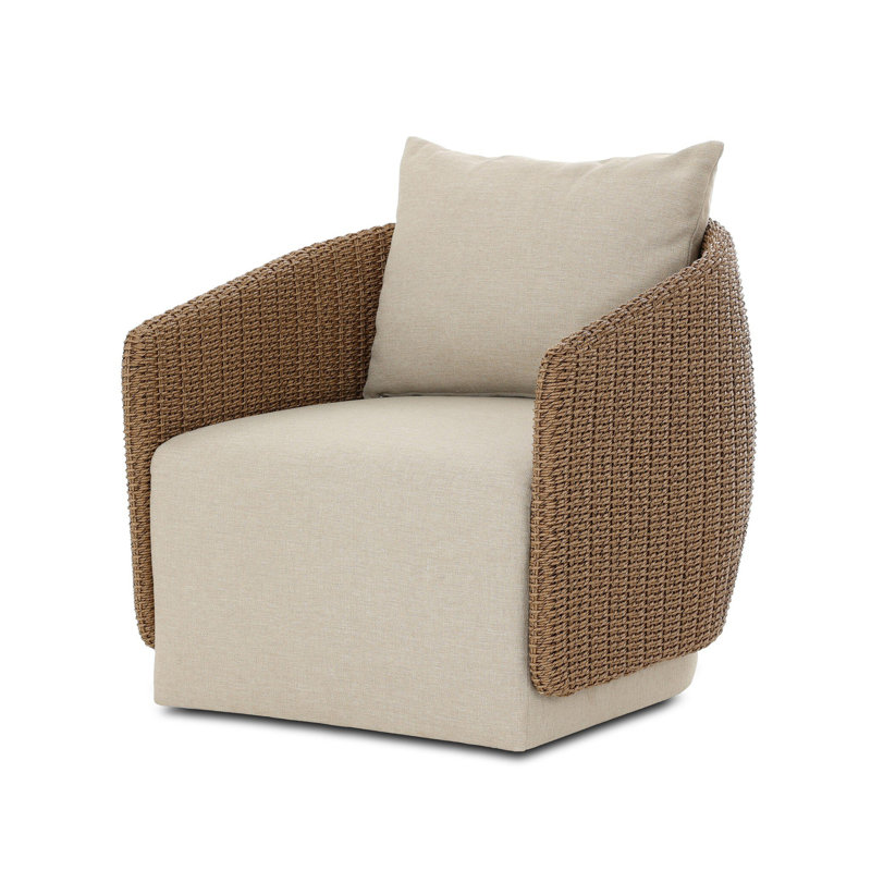 Maven Outdoor Swivel Lounge Chair, Alessi Buff, Faux Dark Hyacinth