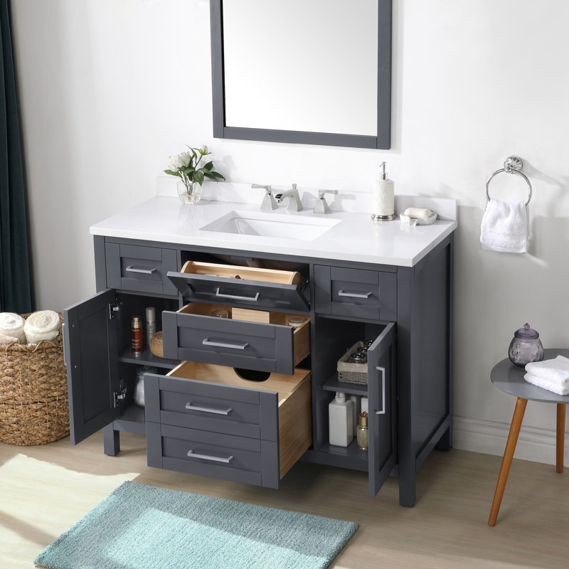 OVE Decors Tahoe 48" Single Bathroom Vanity, Dark Charcoal