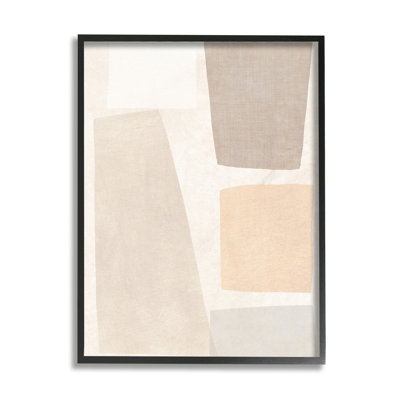 Geometric Abstract Collage Blocked Neutral Brown Shapes by June Erica Vess - Painting on Canvas