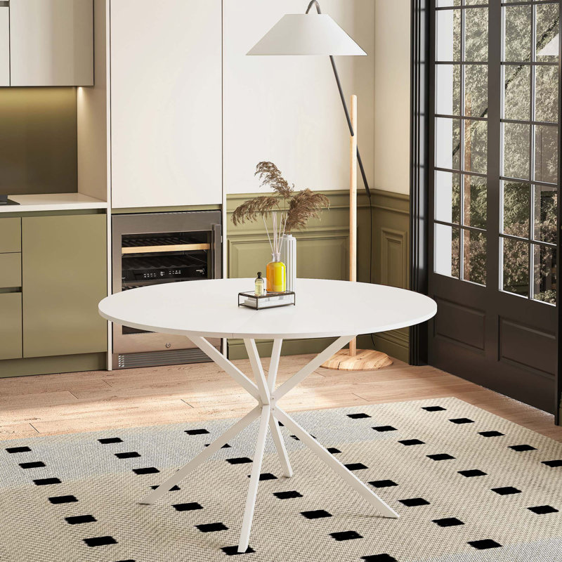 Table de salle à manger Modern, Blanc, H 29,53 po x L 47,24 po x l 47,24 po