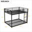 Lit superposé double au dessus d'un lit double - Conception robuste et peu encombrante pour les petites chambres, noir-1371472061