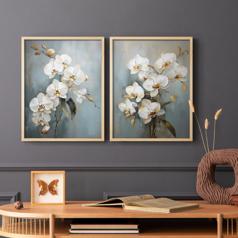 Série FLORAL CXCII - Reproduction encadrée de qualité supérieure - prête à être accrochée - aucun clou requis - aucun clou requis