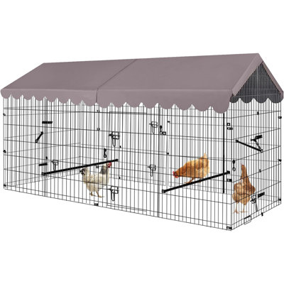 Chicken Coop Chicken Run for Yard with Cover 88“ Outdoor Metal Chicken Tractor Rabbit Pen Small Animal Cage Enclosure for Duck Bunny Hen