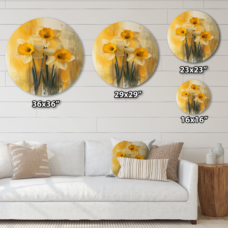 Jolita - Décoration murale traditionnelle en métal jaune, H 16 po x l 16 po