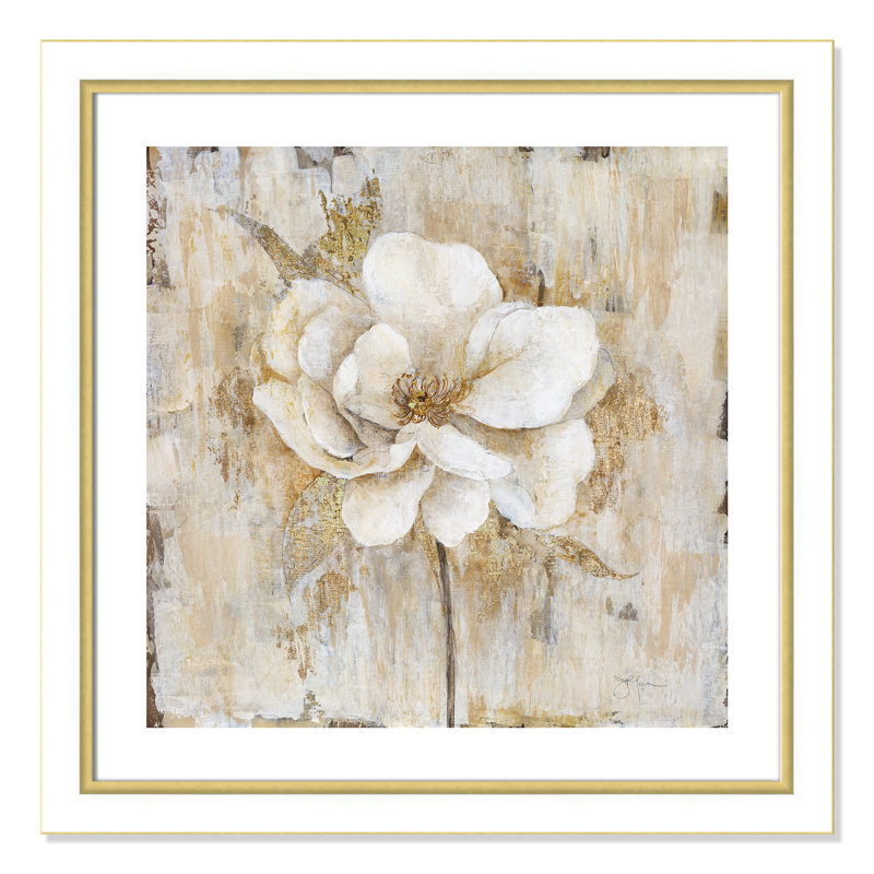 Venetian Gold Botanical II - peinture encadrée, H 29,75 po x l 29,75 po x P 1,13 po, Cadre blanc et or