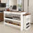 Kitchen Island with Extendable & Rotating Table, MDF with Walnut Veneer Retro Design, 4 Drawers & Glass Door Cabinets with Built-in Socket, Expandable Dining Station for 2-4 Person