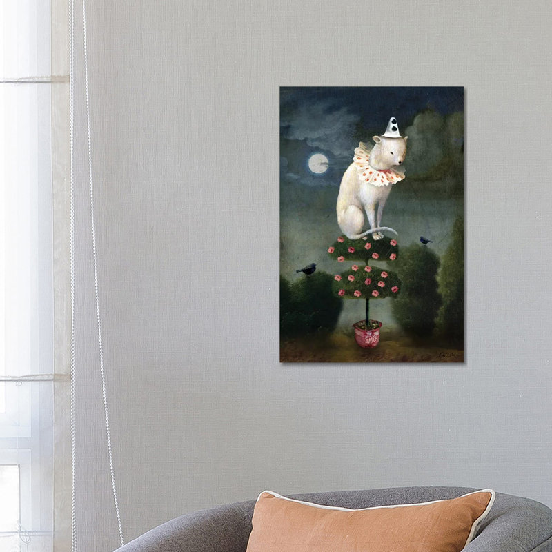 Reproduction d’art, "Harlekin Cat" par Catrin Welz-Stein, H 26 po x l 18 po x 1,5 po, Toile tendue, Pas de tapis