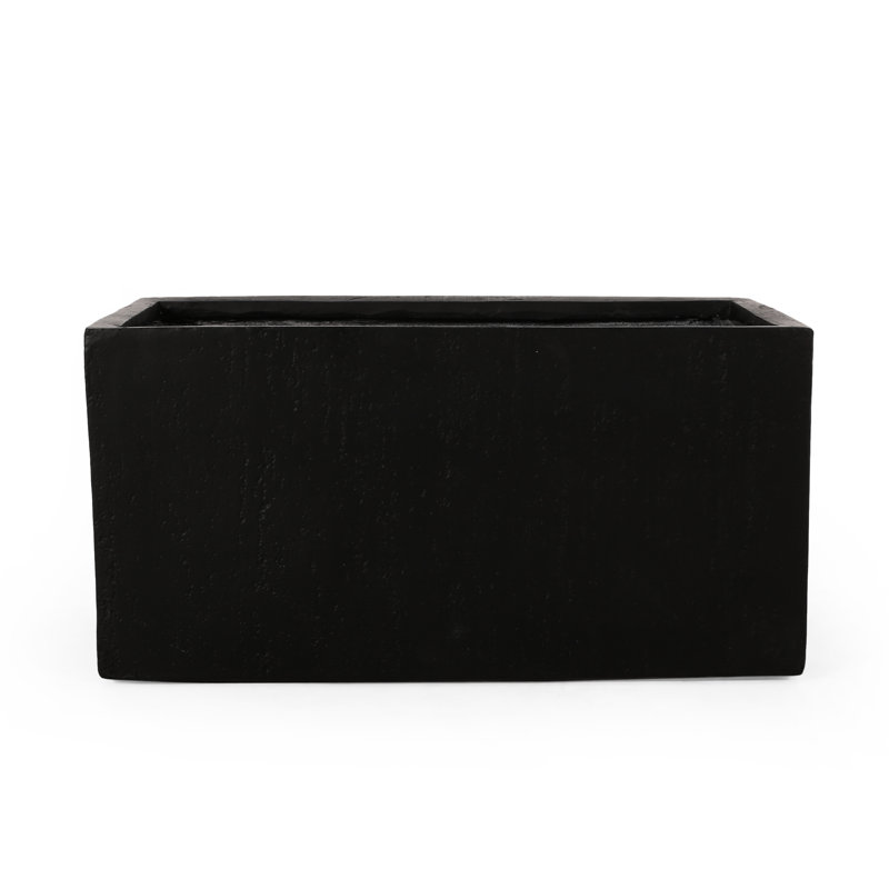 Outdoor Lightweight Concrete Flower Container - 31.46" W X 15.6" D 16" H Black Magnesium Oxide Plant Holder