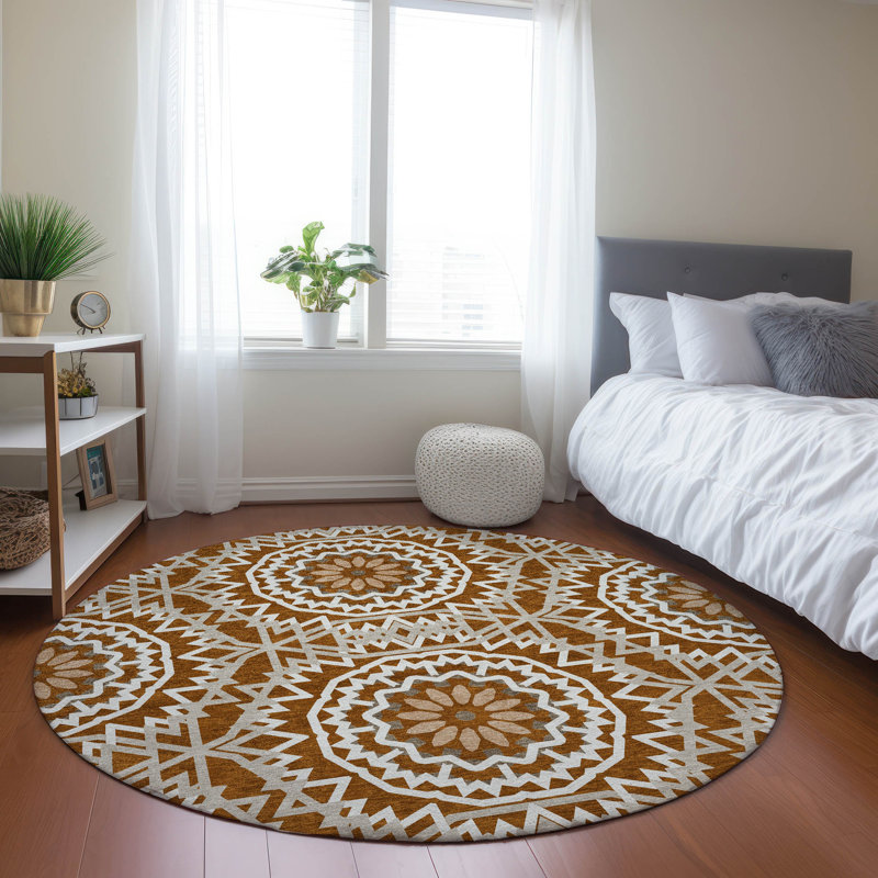 Kawon Geometric Indoor / Outdoor Rug, Round 8'