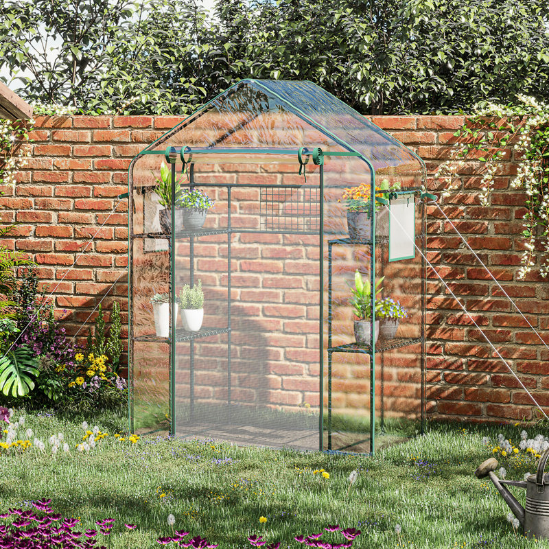 Mini Greenhouse - Grow Flowers, Succulents, 3 , Mesh Door & Windows, Control Heat, From Wind Walk-in Garden 6 Shelves, Plants Rain, Trellis, Windows