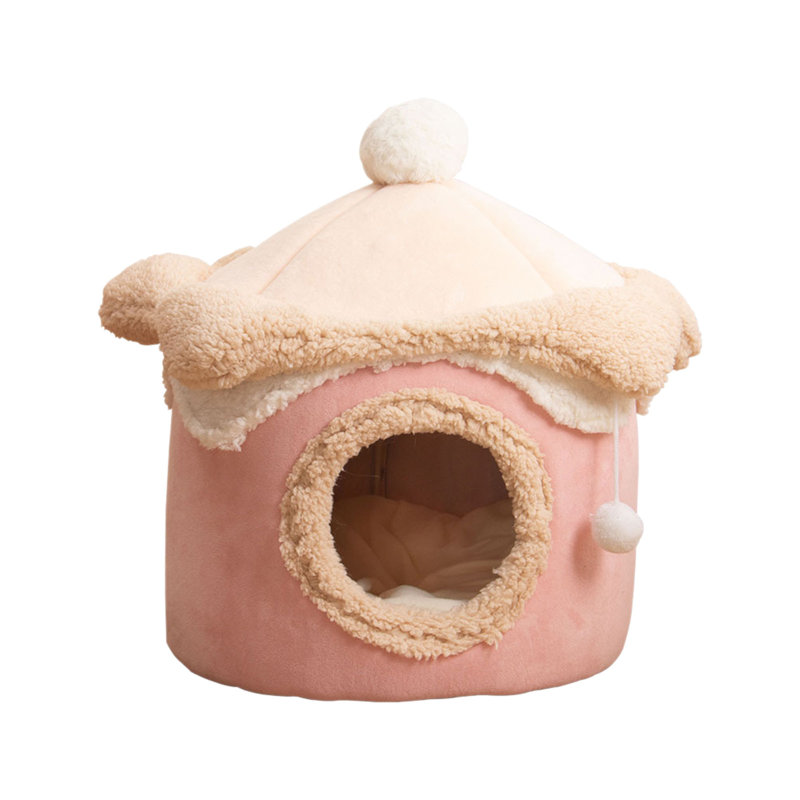 Lit pour chien mignon et chaud 15,7 x 15,7 x 15,7 po Ice Cream House, Rose