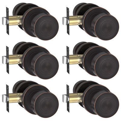 Boutons de porte de placard en bronze huilé, bouton de porte de passage en alliage de zinc, boutons de porte intérieurs pour couloir, placards, boule ronde robuste (paquet de 6)