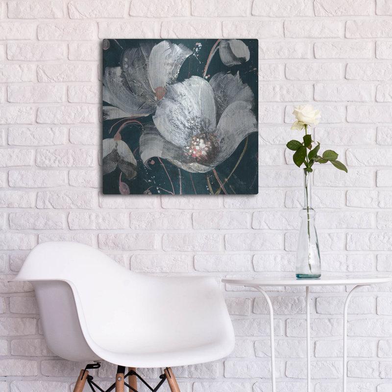 Art mural en métal luxueux «Transluncent Poppies Navy» par Albena Hristova, H 24 po x l 24 po
